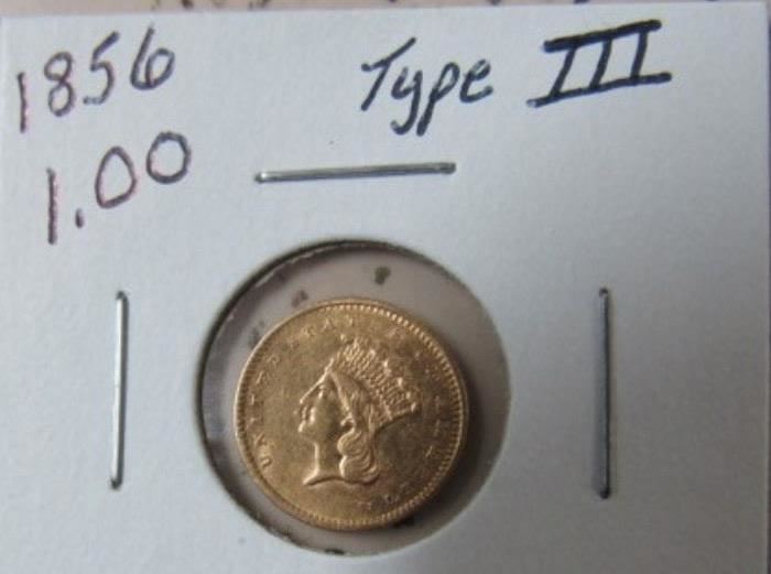 1856 Gold $1.00 Type III Coin