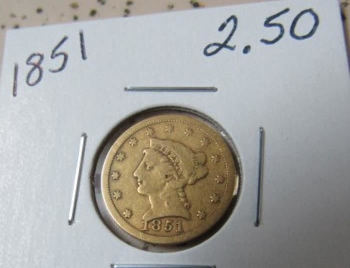 1851 Gold $2.50 Coin