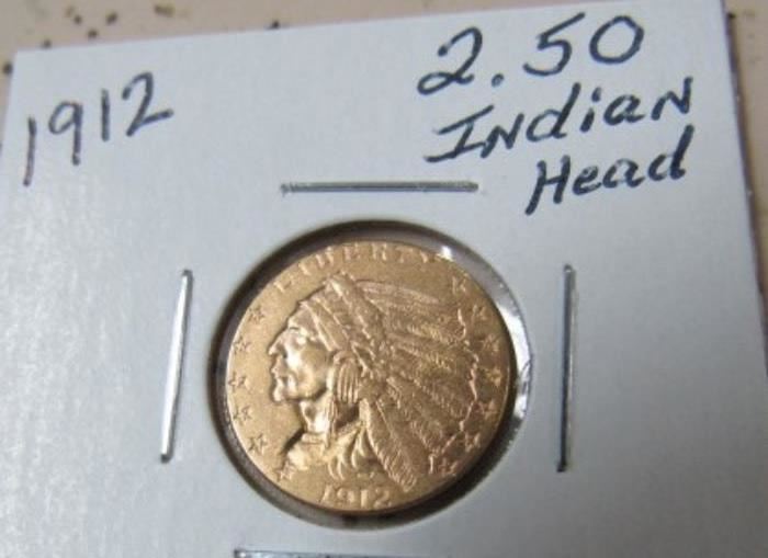 1912 Gold $2.50 Indian Head Coin