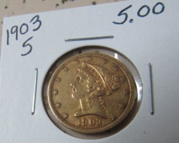 1903-S Gold $5.00 Coin