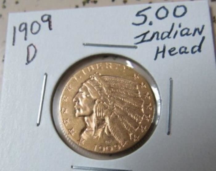 1909-D Gold $5.00 Indian Head Coin