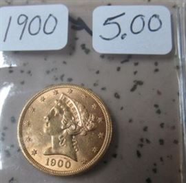 1900 Gold $5.00 Coin