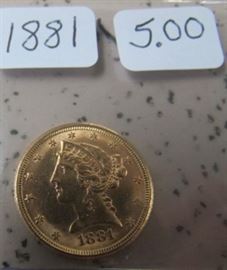 1881 Gold $5.00 Coin