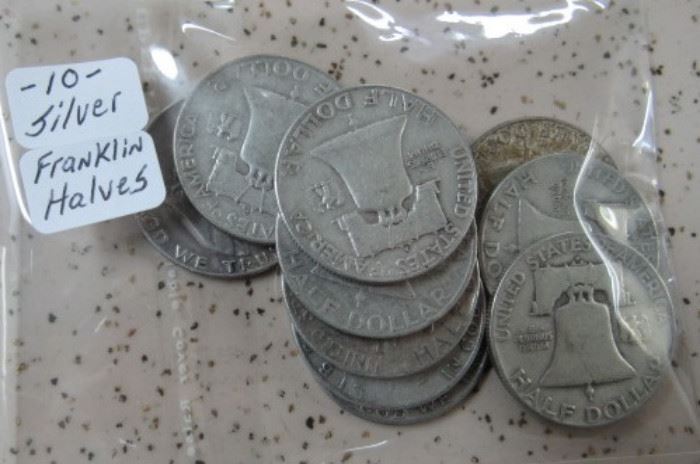 Silver Ben Franklin Half Dollars