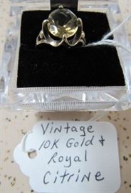 Vintage 10K Gold & Royal Citrine Ring