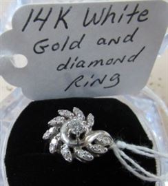 14K White Gold & Diamond Ring