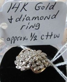 14K Gold & Diamond Ring - Approx. 1/2 cttw