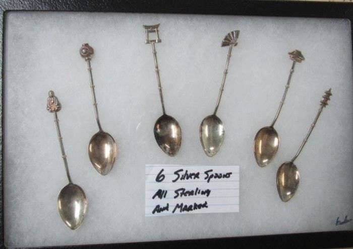 1 of 2 Displays of Sterling Spoons