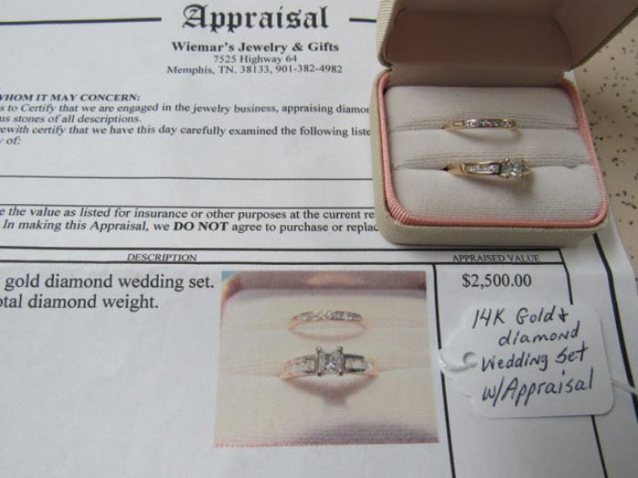14K Gold & Diamond Wedding Set w/Appraisal