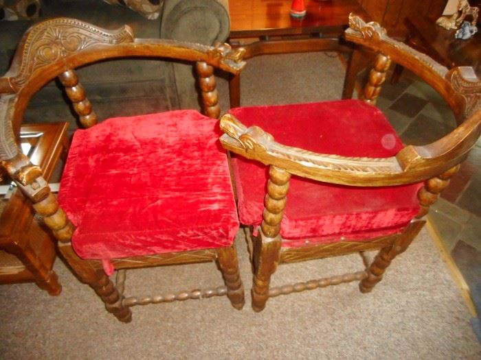 Vintage Hand Carved Japanese Courting Bench 