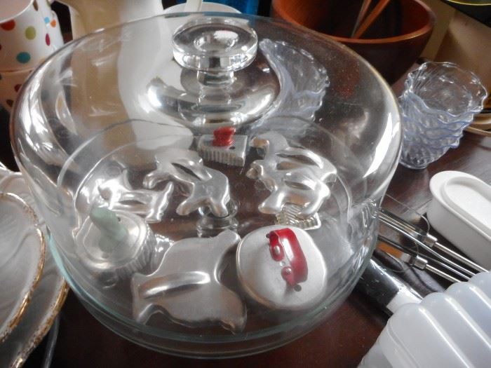 Glass Dome Cake Stand. Cookie Cutters
