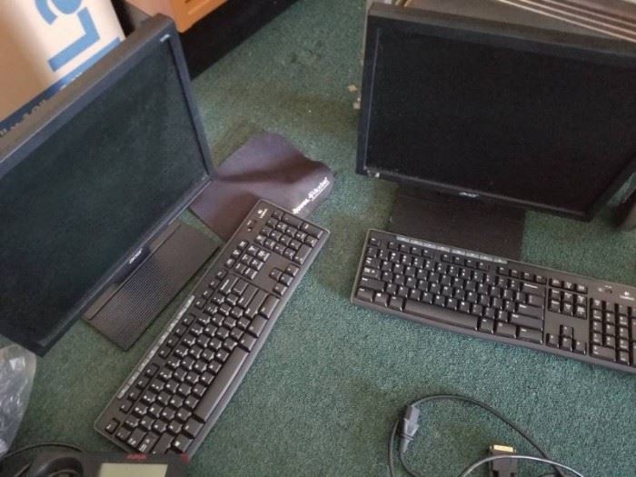 2 Acer Monitors,Keyboards, Phone and Surge Protect ...