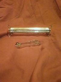 Sterling Wafer Holder with Tongs