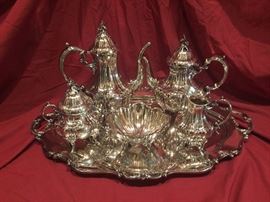 5 Piece Sterling Silver Tea Service with the Tray. "Bradford" Pattern