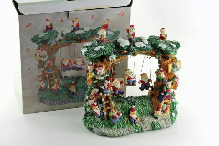 Enesco elves on swings Christmas figurine with original box