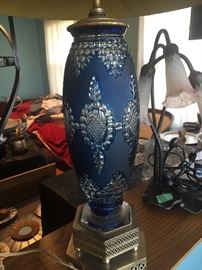 Cobalt blue cut glass lamp $  SOLD