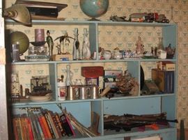 Blue display shelving unit