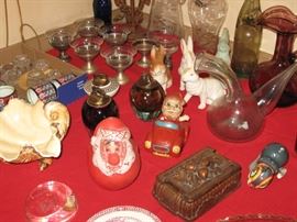 Sterling dessert cups and early Santa Claus toy