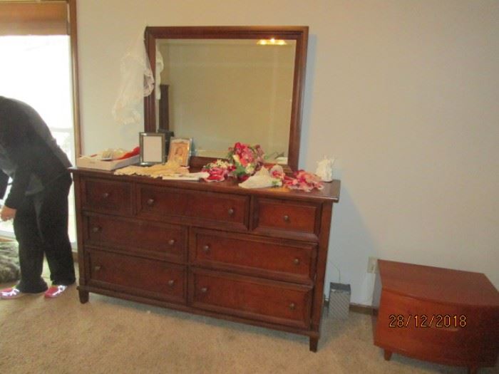 MATCHING BASSET CHERRY DRESSER AND MIRROR