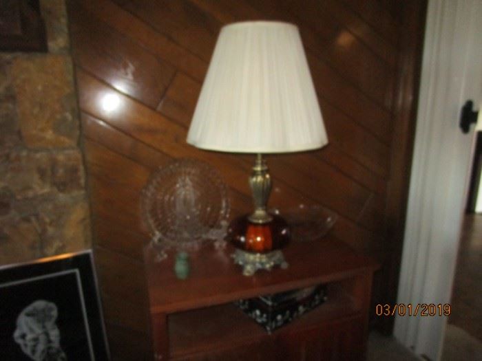 Vintage lamp with light at both top and bottom
