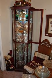 Beautiful Curio Cabinet; nice glassware