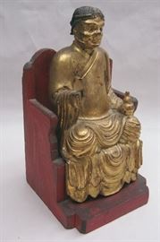 Qing gilded temple figure with hidden sealed compartment
