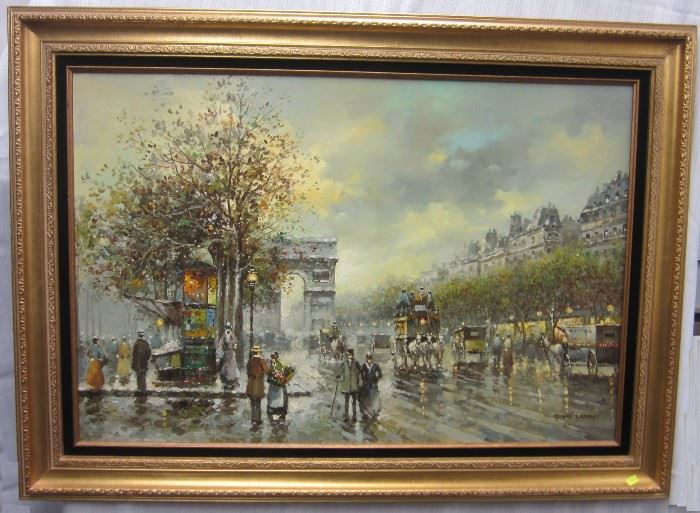 Howard J. Kimbley oil on canvas: impressionism Paris street 