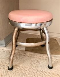 Vintage pink metal stool