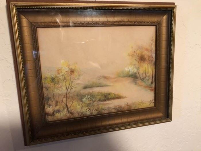 Vintage watercolor of a landscape