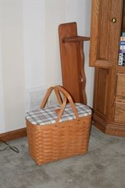 Woven Basket and Wooden Shelf