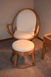 Bamboo Chair and Foot Stool