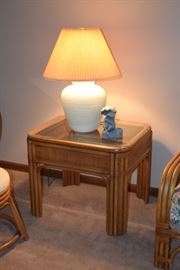 Bamboo Table and Lamp