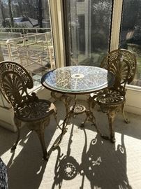 Gold metal porch set