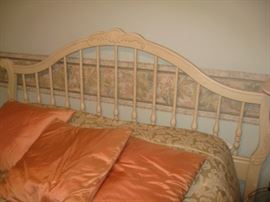 Queen/full headboard with full mattress and boxsprings