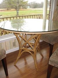 bamboo and glass topped table