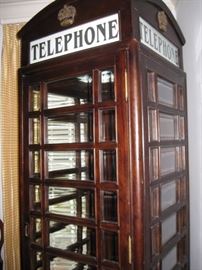 Wooden telephone booth-88" tall x 30" wide. Bevelled glass. Box only, no equipment