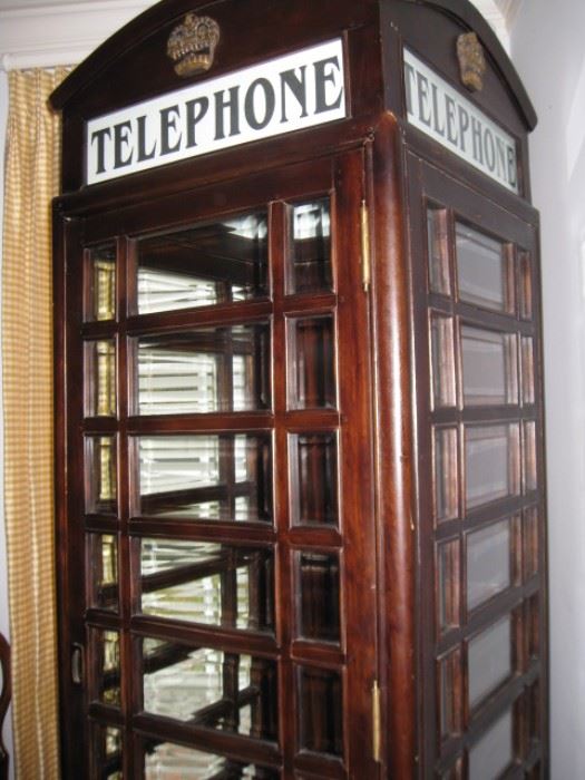 Wooden telephone booth-88" tall x 30" wide.  Bevelled glass. Box only, no equipment