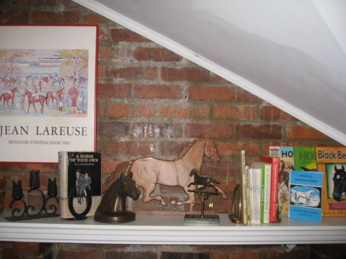 Lots of equestrian and horse related art, books, decor