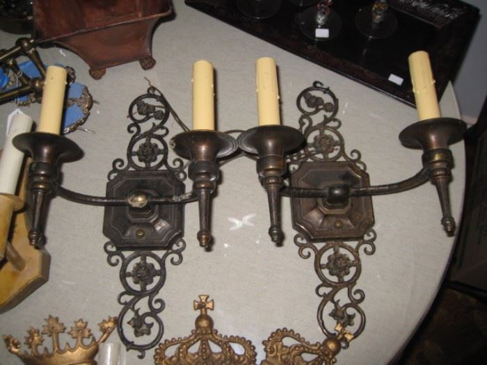 pair of metal sconces