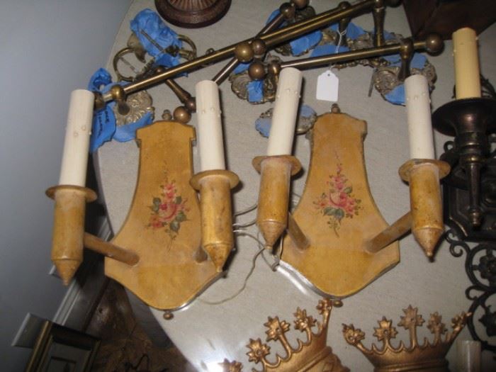 pair of painted sconces