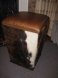 cowhide, leather stool