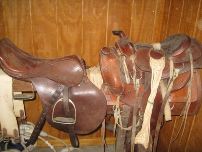 English and western saddles