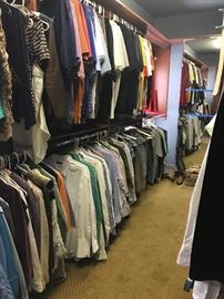 A small portion of the men's and women's clothing in the sale