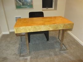 BIRDSEYE MAPLE AND CHROME MODERN DESK