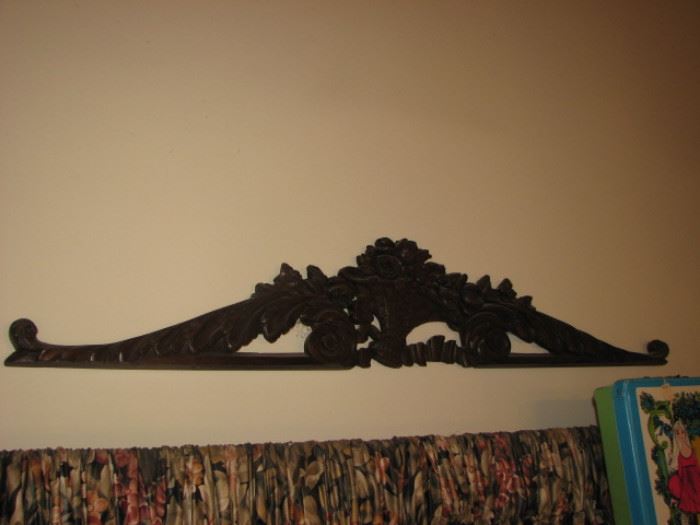 Architectural carved wood pediment (over door or window)