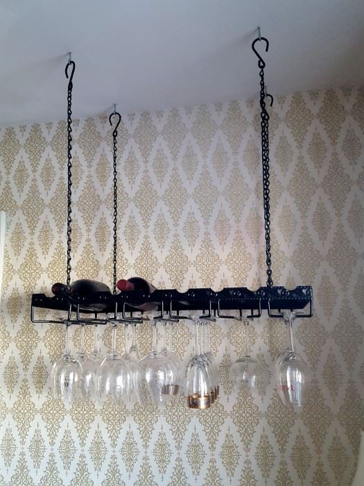 Hanging wine and glass rack