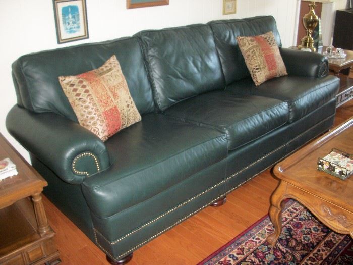 Navy Blue Leather Sofa.  Beautiful condition!