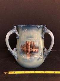 Hand painted 3 handle mug
