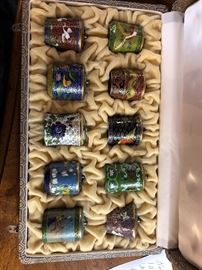 Oriental enamel tobacco jars