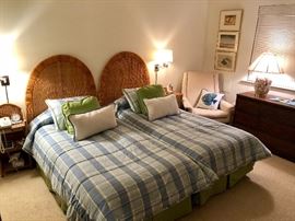 Wicker King Headboard w/Mid-Century Modern Furnishings